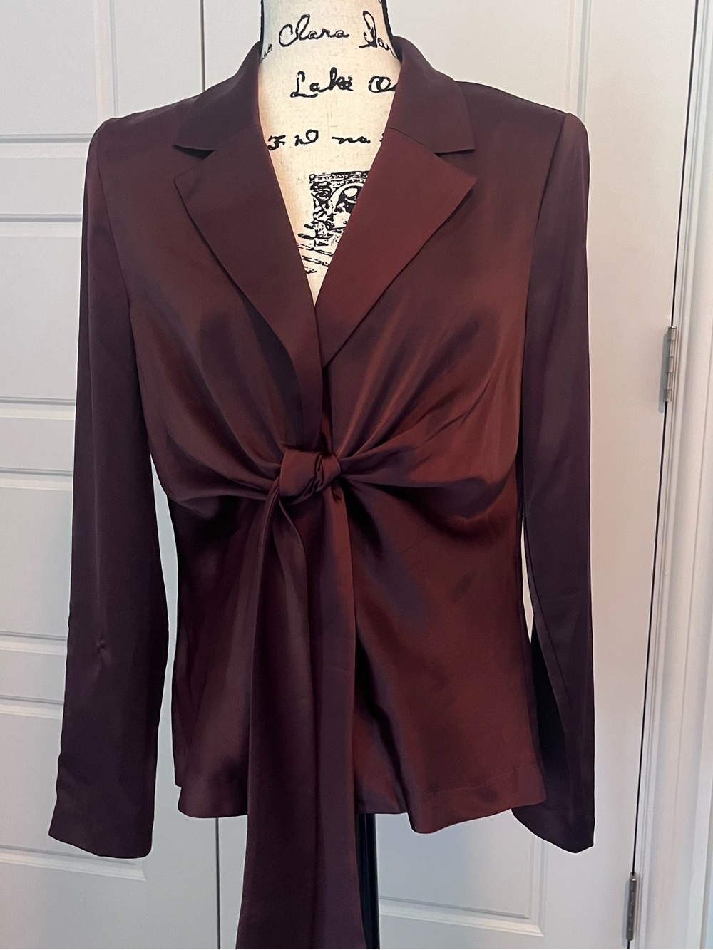Wayf Satin Tie-Front blouse in Bronze